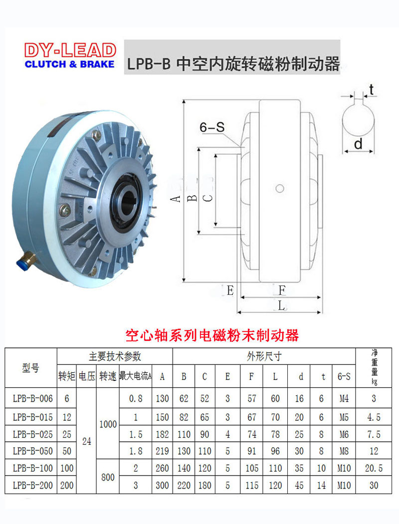 LPB-B空心軸磁粉制動器